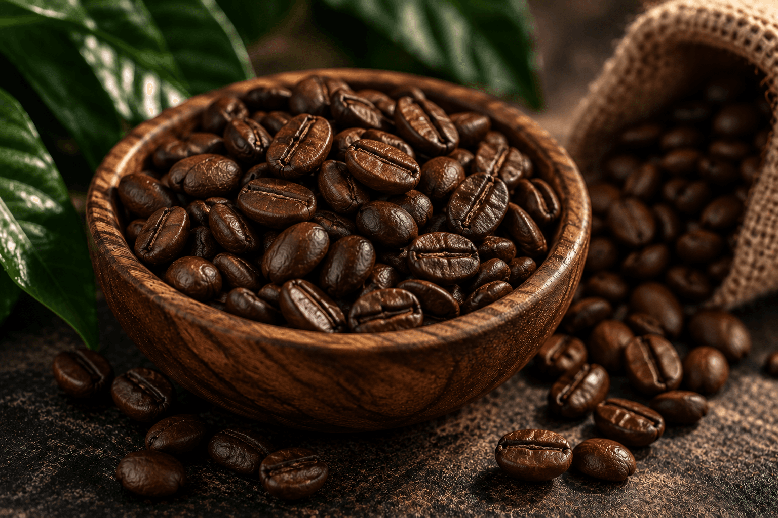 Brune, brente kaffebønner